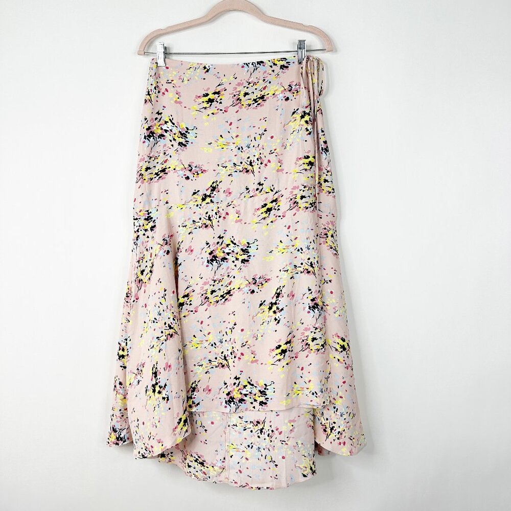 NWT White House Black Market Crepe Midi Wrap Skirt Swirl Sepia Rose #WHBM34 - Picture 2 of 8